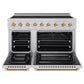 ZLINE Autograph Edition 48 in. 6.7 cu. ft. Paramount Induction Range with 7 Element Cooktop and Dual Ovens in Stainless Steel with Polished Gold Helix Handles and Knob Accents (SINRZ-48-KG)