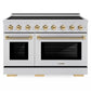 ZLINE Autograph Edition 48 in. 6.7 cu. ft. Paramount Induction Range with 7 Element Cooktop and Dual Ovens in Stainless Steel with Polished Gold Helix Handles and Knob Accents (SINRZ-48-KG)