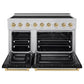 ZLINE Autograph Edition 48 in. 6.7 cu. ft. Paramount Induction Range with 7 Element Cooktop and Dual Ovens in Stainless Steel with Black Matte Doors and Champagne Bronze Accents (SINRZ-BLM-48-CB)