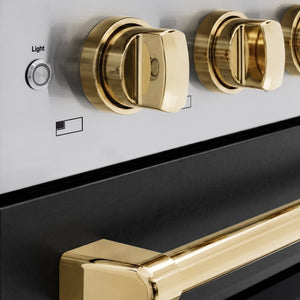 ZLINE Autograph Edition 48 in. 6.7 cu. ft. Paramount Induction Range with 7 Element Cooktop and Dual Ovens in Stainless Steel with Black Matte Doors and Polished Gold Accents (SINRZ-BLM-48-G)