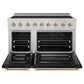 ZLINE Autograph Edition 48 in. 6.7 cu. ft. Paramount Induction Range with 7 Element Cooktop and Dual Ovens in Stainless Steel with Black Matte Doors and Polished Gold Accents (SINRZ-BLM-48-G)