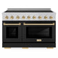 ZLINE Autograph Edition 48 in. 6.7 cu. ft. Paramount Induction Range with 7 Element Cooktop and Dual Ovens in Stainless Steel with Black Matte Doors and Polished Gold Accents (SINRZ-BLM-48-G)