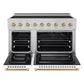 ZLINE Autograph Edition 48 in. 6.7 cu. ft. Paramount Induction Range with 7 Element Cooktop and Dual Ovens in Stainless Steel with White Matte Doors and Champagne Bronze Accents (SINRZ-WM-48-CB)