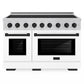 ZLINE Autograph Edition 48 in. 6.7 cu. ft. Paramount Induction Range with 7 Element Cooktop and Dual Ovens in Stainless Steel with White Matte Doors and Matte Black Accents (SINRZ-WM-48-MB)