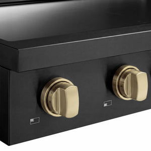 ZLINE Autograph Edition 36 in. Paramount Induction Rangetop with 5 Element Cooktop in Black Stainless Steel and Champagne Bronze Accents (SINRTBZ-36-CB) close-up, control knobs.
