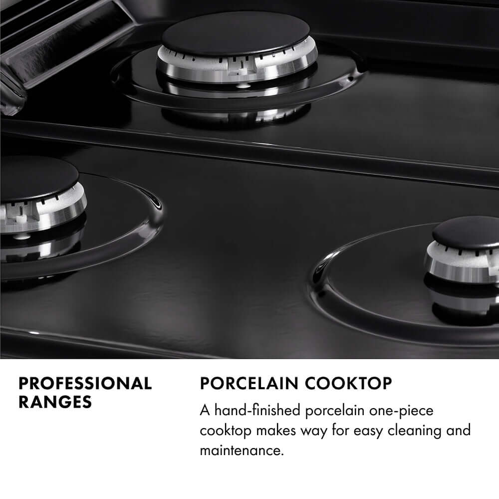 ZLINE Autograph Edition 36 in. 4.6 cu. ft. Legacy Dual Fuel Range with 6 Burner Gas Cooktop and Electric Convection Oven in Black Stainless Steel and Polished Gold Accents, Open Box-Good Condition