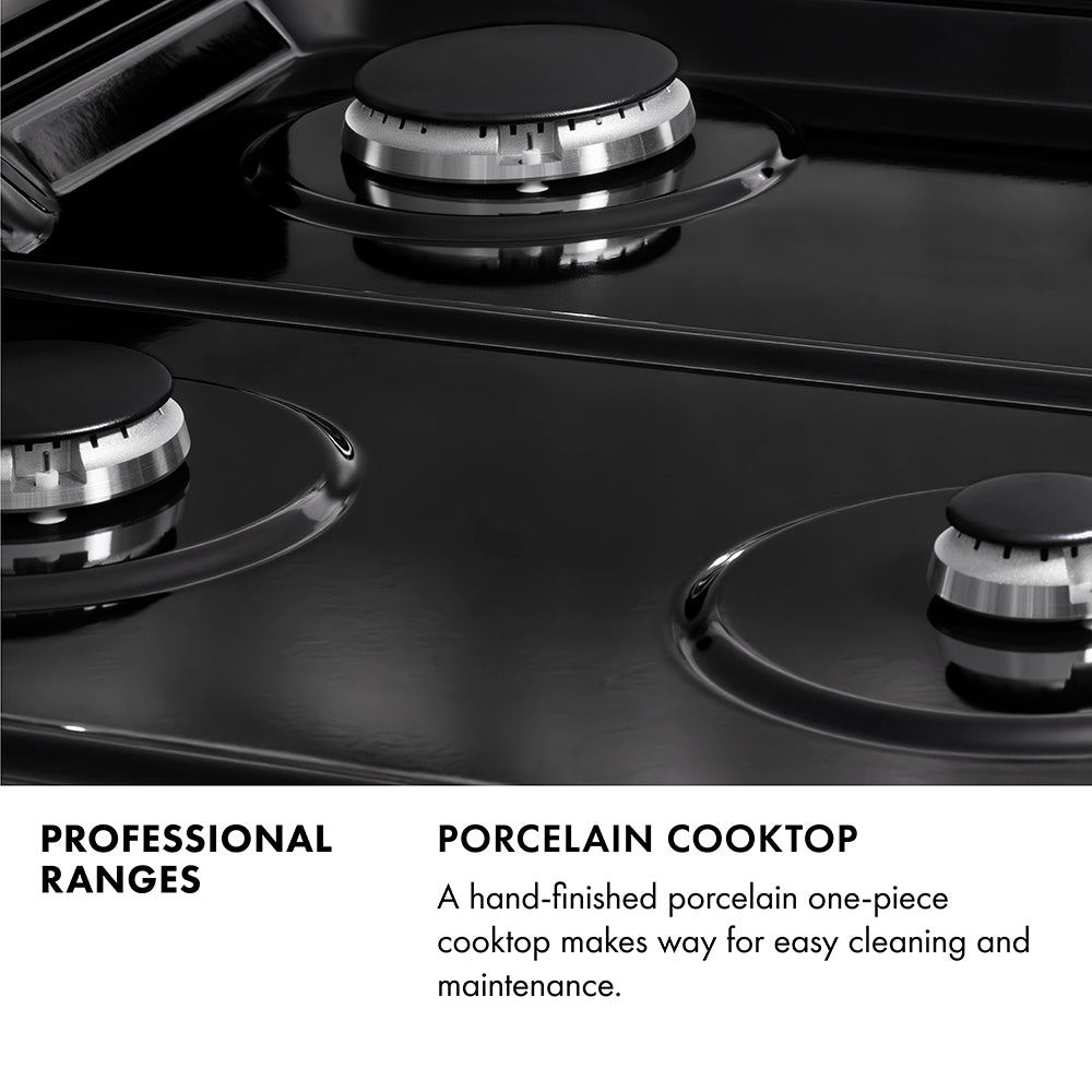 ZLINE 48 in. 6.0 cu. ft. Legacy Dual Fuel Range with Gas Cooktop and 2 Electric Ovens in Black Stainless Steel with 6 Brass Burners, Open Box-Good Condition