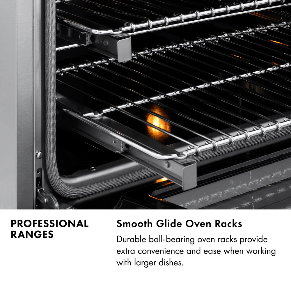 ZLINE 36 in. 4.6 cu. ft. Legacy Dual Fuel Range with Gas Cooktop and Electric Convection Oven in Black Stainless Steel with 6 Brass Burners, Open Box-Good Condition