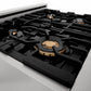 ZLINE 30 in. 4.0 cu. ft. Legacy Dual Fuel Range with Gas Cooktop and Electric Convection Oven in Satin Stainless Steel with 4 Brass Burners and Griddle (RAS-SN-BR-GR-30)
