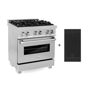 ZLINE 30 in. 4.0 cu. ft. Legacy Dual Fuel Range with 4 Burner Gas Cooktop and Electric Convection Oven in Satin Stainless Steel with Griddle (RAS-SN-GR-30) main image.