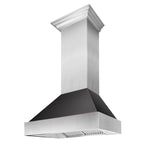 ZLINE Ducted Satin Stainless Steel Wall Mount Range Hood with Oil Rubbed Bronze Shell and Size Options (8654ORB)