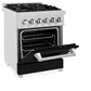 ZLINE 24 in. 2.8 cu. ft. Legacy Dual Fuel Range with 4 Burner Gas Cooktop and Electric Convection Oven in Satin Stainless Steel and Black Matte Door (RAS-BLM-24)