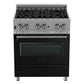 ZLINE 30 in. 4.0 cu. ft. Legacy Dual Fuel Range with 4 Burner Gas Cooktop and Electric Convection Oven in Satin Stainless Steel and Black Matte Door (RAS-BLM-30) front.