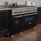 ZLINE 48 in. 6.0 cu. ft. Legacy Dual Fuel Range with 7 Burner Gas Cooktop and 2 Electric Ovens in Satin Stainless Steel and Black Matte Doors (RAS-BLM-48)