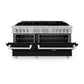 ZLINE 60 in. 7.4 cu. ft. Legacy Dual Fuel Range with 9 Burner Gas Cooktop and 2 Electric Convection Ovens in Satin Stainless Steel and Black Matte Doors (RAS-BLM-60)