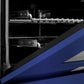 ZLINE 24 in. 2.8 cu. ft. Legacy Dual Fuel Range with 4 Burner Gas Cooktop and Electric Convection Oven in Satin Stainless Steel and Blue Matte Door (RAS-BM-24)