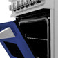 ZLINE 24 in. 2.8 cu. ft. Legacy Dual Fuel Range with 4 Burner Gas Cooktop and Electric Convection Oven in Satin Stainless Steel and Blue Matte Door (RAS-BM-24)