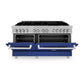ZLINE 60 in. 7.4 cu. ft. Legacy Dual Fuel Range with 9 Burner Gas Cooktop and 2 Electric Convection Ovens in Satin Stainless Steel and Blue Matte Doors (RAS-BM-60)
