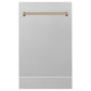 ZLINE Autograph Edition 18 in. Tallac Dishwasher Panel in Satin Stainless Steel Finish with Champagne Bronze Handle (DPVZ-SN-18-CB)