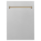 ZLINE Autograph Edition 18 in. Tallac Dishwasher Panel in Satin Stainless Steel Finish with Champagne Bronze Handle (DPVZ-SN-18-CB)