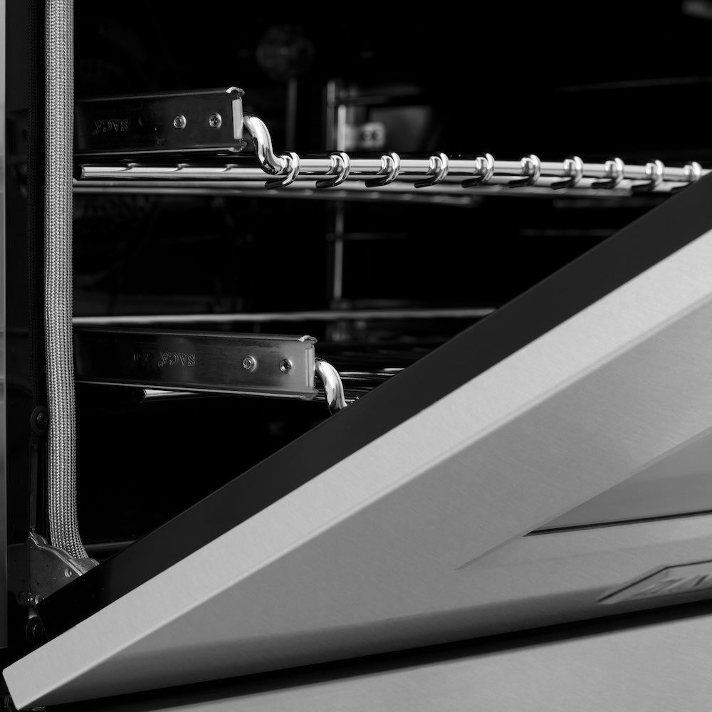 ZLINE 36 in. Kitchen Package with Satin Stainless Dual Fuel Range, Ducted Vent Range Hood and Dishwasher (3KP-RASRH36-DW)