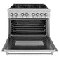 ZLINE 36 in. 4.6 cu. ft. Legacy Dual Fuel Range with 6 Burner Gas Cooktop and Electric Convection Oven in Satin Stainless Steel, Open Box-Good Condition