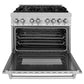 ZLINE 36 in. Kitchen Package with Satin Stainless Steel Dual Fuel Range and Convertible Vent Range Hood (2KP-RASSNRH36)