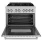 ZLINE 36 in. 4.6 cu. ft. Legacy Dual Fuel Range with 6 Burner Gas Cooktop and Electric Convection Oven in Satin Stainless Steel, Open Box-Great Condition