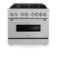 ZLINE 36 in. 4.6 cu. ft. Legacy Dual Fuel Range with 6 Burner Gas Cooktop and Electric Convection Oven in Satin Stainless Steel, Open Box-Excellent Condition