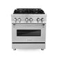 ZLINE 30 in. Kitchen Package with Satin Stainless Steel Dual Fuel Range and Convertible Vent Range Hood (2KP-RASNRH30)