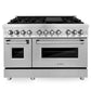 ZLINE 48 in. Kitchen Package with Satin Stainless Steel Dual Fuel Range and Convertible Vent Range Hood (2KP-RASNRH48)