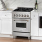 ZLINE 24 in. 2.8 cu. ft. Legacy Dual Fuel Range with 4 Burner Gas Cooktop and Electric Convection Oven in Satin Stainless Steel, Open Box-Great Condition