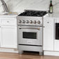 ZLINE 24 in. 2.8 cu. ft. Legacy Dual Fuel Range with 4 Burner Gas Cooktop and Electric Convection Oven in Satin Stainless Steel, Open Box-Good Condition