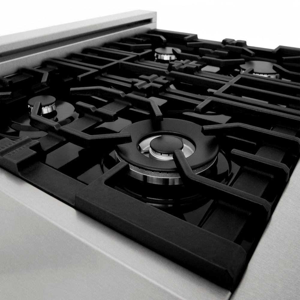 ZLINE 30 in. 4.0 cu. ft. Legacy Dual Fuel Range with 4 Burner Gas Cooktop and Electric Convection Oven in Satin Stainless Steel, Open Box-Excellent Condition