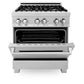 ZLINE 30 in. 4.0 cu. ft. Legacy Dual Fuel Range with 4 Burner Gas Cooktop and Electric Convection Oven in Satin Stainless Steel, Open Box-Excellent Condition