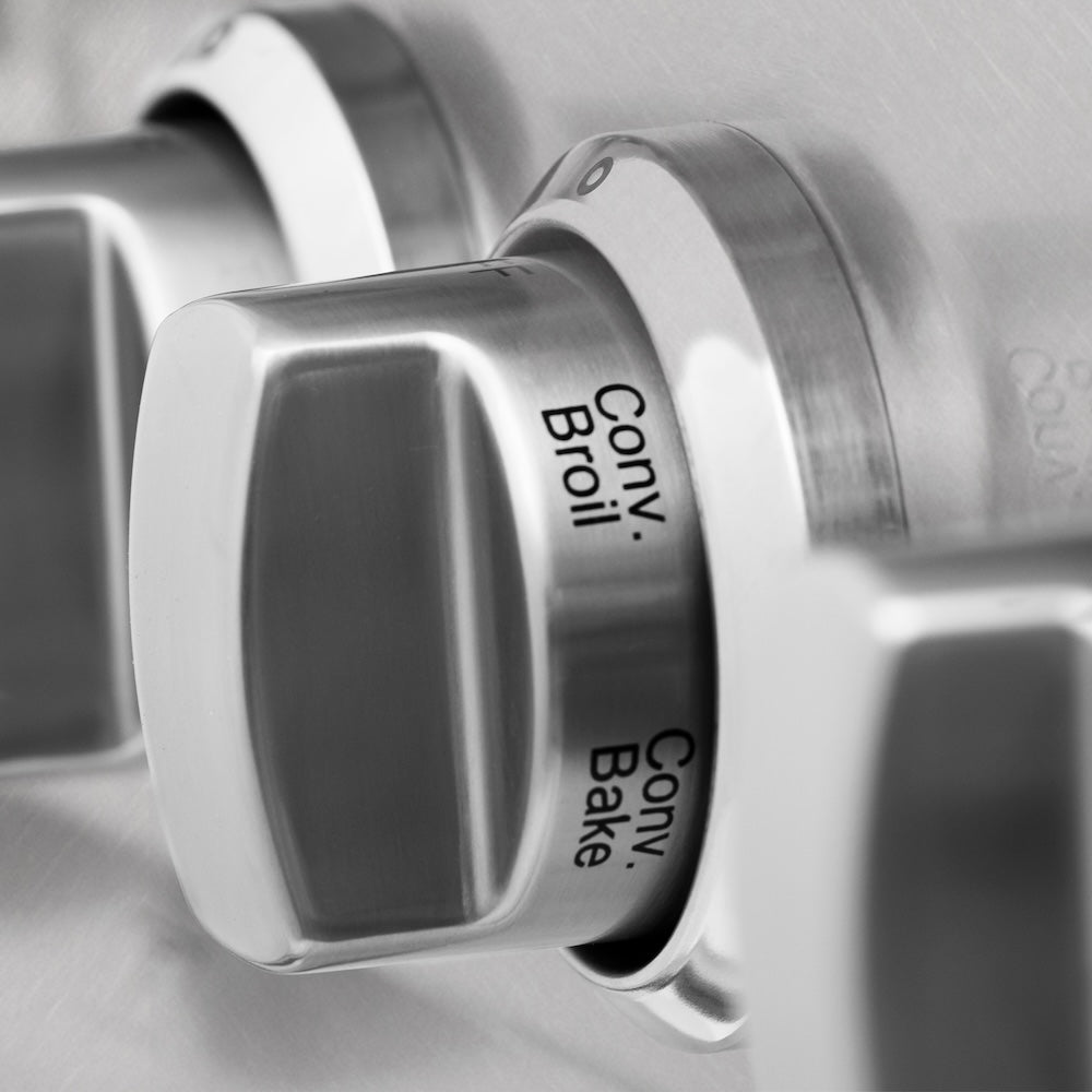 ZLINE 48 in. 6.0 cu. ft. Legacy Dual Fuel Range with 7 Burner Gas Cooktop and 2 Electric Ovens in Satin Stainless Steel (RAS-SN-48) convection oven control knob.