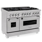 ZLINE 48 in. 6.0 cu. ft. Legacy Dual Fuel Range with 7 Burner Gas Cooktop and 2 Electric Ovens in Satin Stainless Steel, Open Box-Good Condition