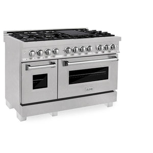 ZLINE 48 in. 6.0 cu. ft. Legacy Dual Fuel Range with 7 Burner Gas Cooktop and 2 Electric Ovens in Satin Stainless Steel, Open Box-Great Condition main image.