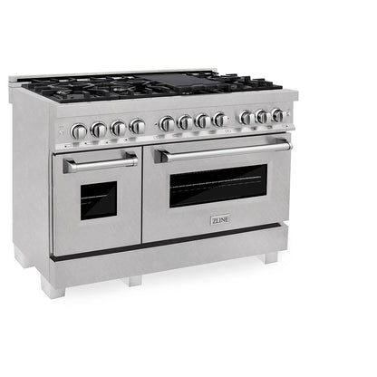 ZLINE 48 in. 6.0 cu. ft. Legacy Dual Fuel Range with 7 Burner Gas Cooktop and 2 Electric Ovens in Satin Stainless Steel, Open Box-Great Condition
