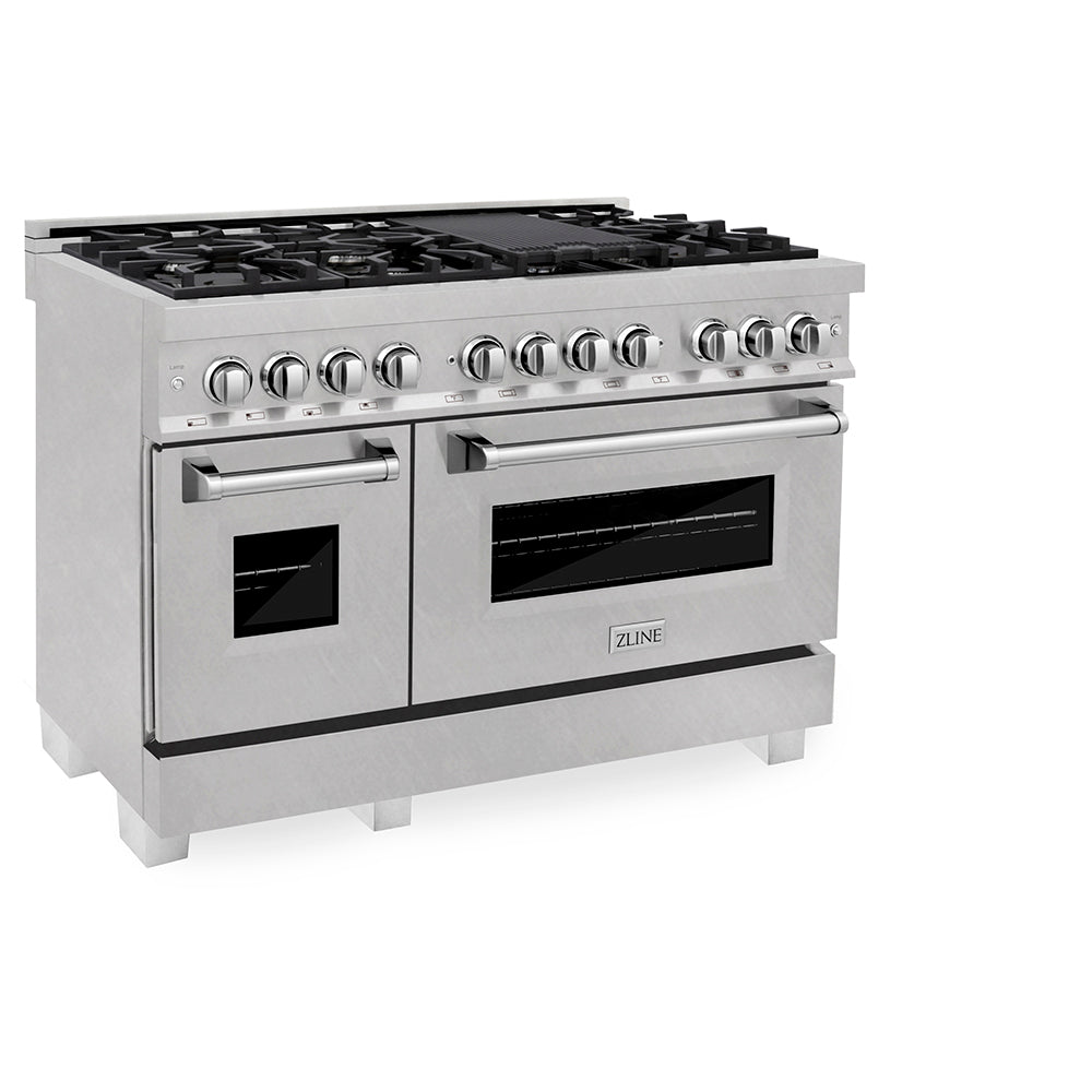 ZLINE 48 in. 6.0 cu. ft. Legacy Dual Fuel Range with 7 Burner Gas Cooktop and 2 Electric Ovens in Satin Stainless Steel, Open Box-Good Condition