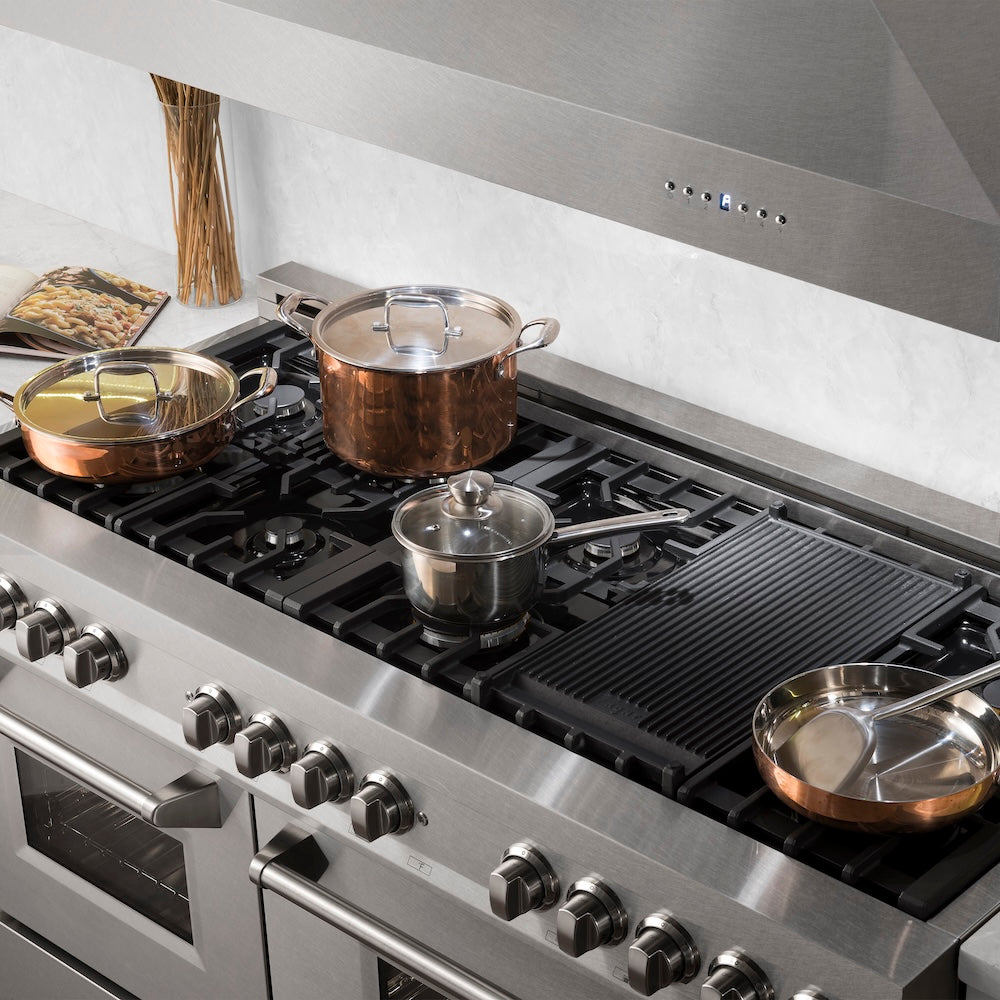 ZLINE 60 in. 7.4 cu. ft. Legacy Dual Fuel Range with 9 Burner Gas Cooktop and 2 Electric Convection Ovens in Satin Stainless Steel, Open Box-Great Condition