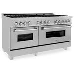ZLINE 60 in. 7.4 cu. ft. Legacy Dual Fuel Range with 9 Burner Gas Cooktop and 2 Electric Convection Ovens in Satin Stainless Steel, Open Box-Great Condition