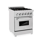 ZLINE 24 in. 2.8 cu. ft. Legacy Dual Fuel Range with Gas Cooktop and Electric Convection Oven in Satin Stainless Steel with 4 Brass Burners (RAS-SN-BR-24)