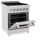 ZLINE 24 in. 2.8 cu. ft. Legacy Dual Fuel Range with Gas Cooktop and Electric Convection Oven in Satin Stainless Steel with 4 Brass Burners (RAS-SN-BR-24)