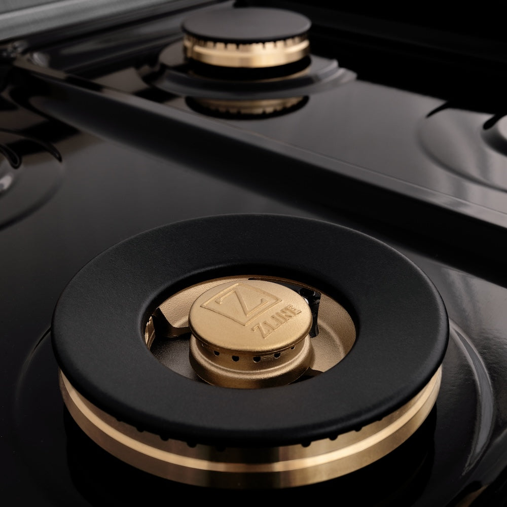 ZLINE 48 in. 6.0 cu. ft. Legacy Dual Fuel Range with Gas Cooktop and 2 Electric Ovens in Satin Stainless Steel with 6 Brass Burners (RAS-SN-BR-48)
