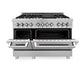 ZLINE 48 in. 6.0 cu. ft. Legacy Dual Fuel Range with Gas Cooktop and 2 Electric Ovens in Satin Stainless Steel with 6 Brass Burners (RAS-SN-BR-48)