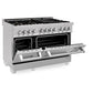 ZLINE 48 in. 6.0 cu. ft. Legacy Dual Fuel Range with Gas Cooktop and 2 Electric Ovens in Satin Stainless Steel with 6 Brass Burners (RAS-SN-BR-48)