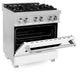 ZLINE 30 in. 4.0 cu. ft. Legacy Dual Fuel Range with 4 Burner Gas Cooktop and Electric Convection Oven in Satin Stainless Steel and White Matte Door (RAS-WM-30)
