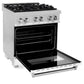 ZLINE 30 in. 4.0 cu. ft. Legacy Dual Fuel Range with 4 Burner Gas Cooktop and Electric Convection Oven in Satin Stainless Steel and White Matte Door (RAS-WM-30)