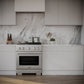 ZLINE 30 in. 4.2 cu. ft. Paramount Dual Fuel Range with 4 Burner Gas Cooktop and Electric Convection Oven in Satin Stainless Steel (SDRS-30) in a luxury kitchen with matching appliances, front.